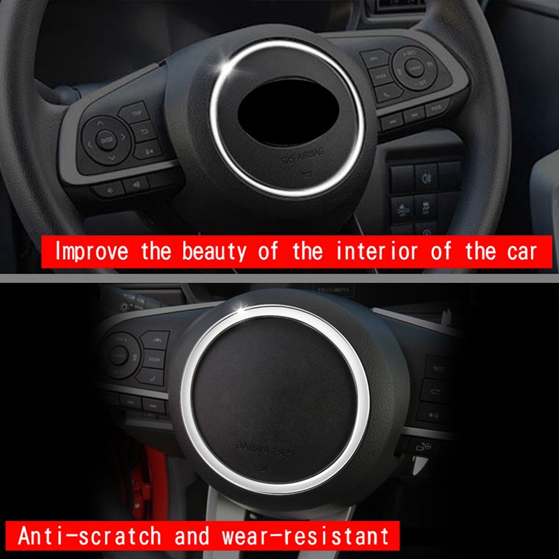 Khung Viền Trang Trí Vô Lăng Màu Bạc Cho Toyota Raize 2021 2022