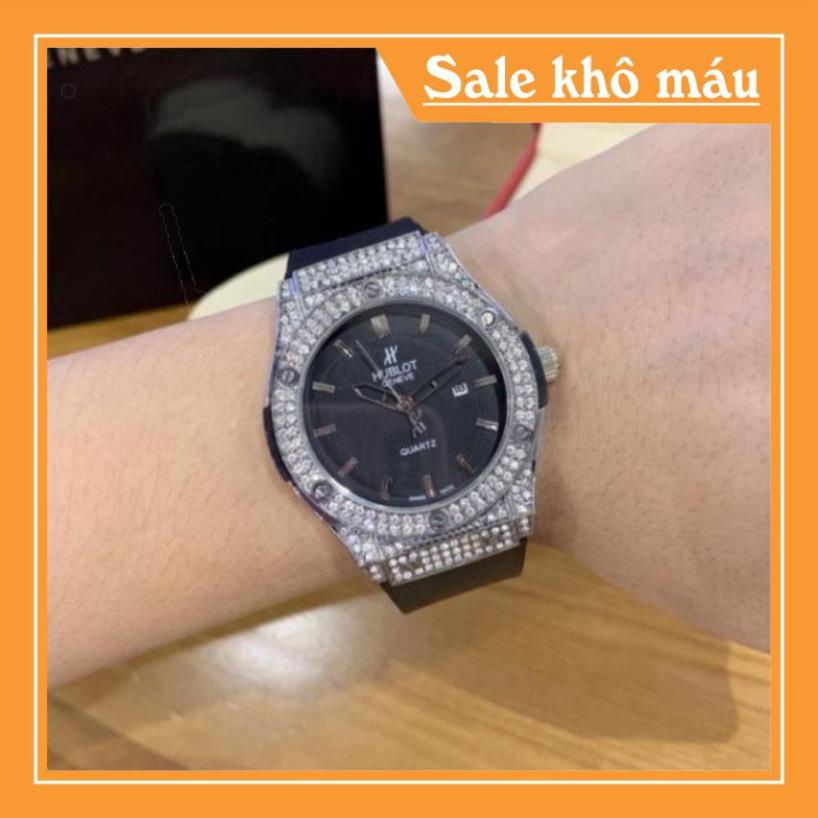 Đồng hồ nữ Hublot mặt tròn đính viền đá dây cao su thơm vani cao cấp DHN601 - Shop tokyo