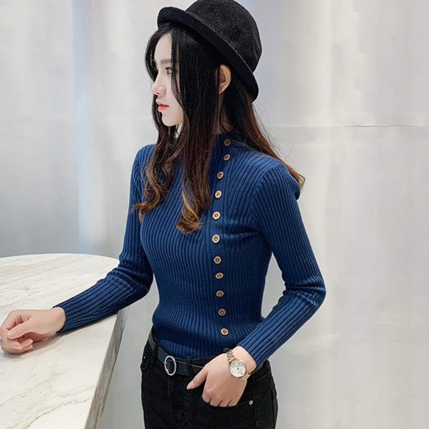Áo tay dài cổ lọ kiểu dáng thời trang đơn giản dành cho nữ | WebRaoVat - webraovat.net.vn