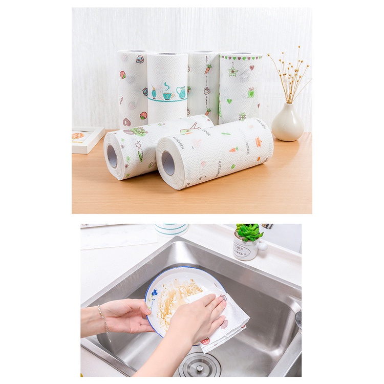 Khăn giấy lau đa năng lau bếp, lau tay cuộn trắng cuộn hình có thể giặt được và tái sử dụng