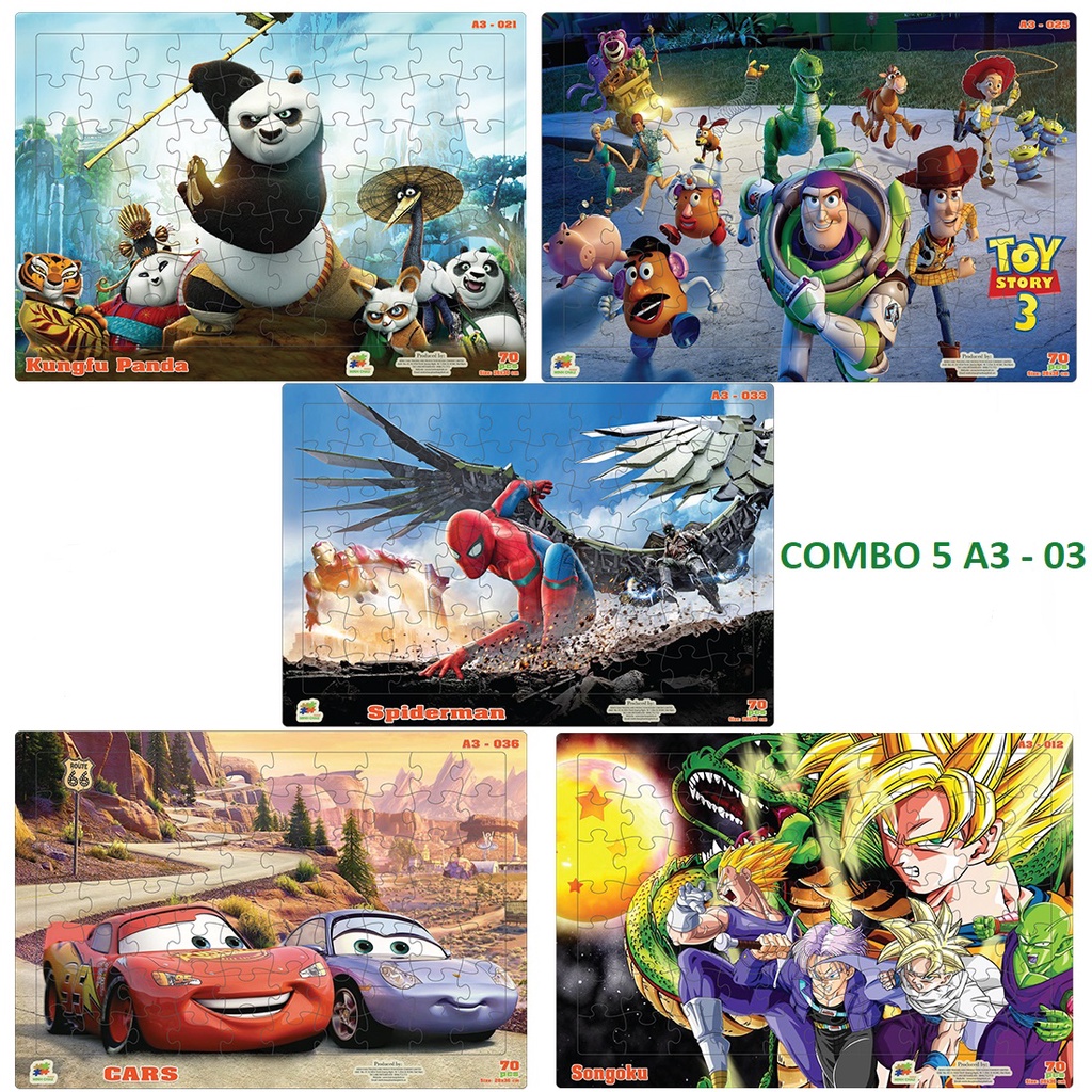 (Combo 3) Combo 05 Tranh Xếp Hình Minh Châu 70 Mảnh A3 Chủ Đề Hoạt Hình – Đồ Chơi Trí Tuệ Cho Bé Từ 3 Tuổi (26X36CM)