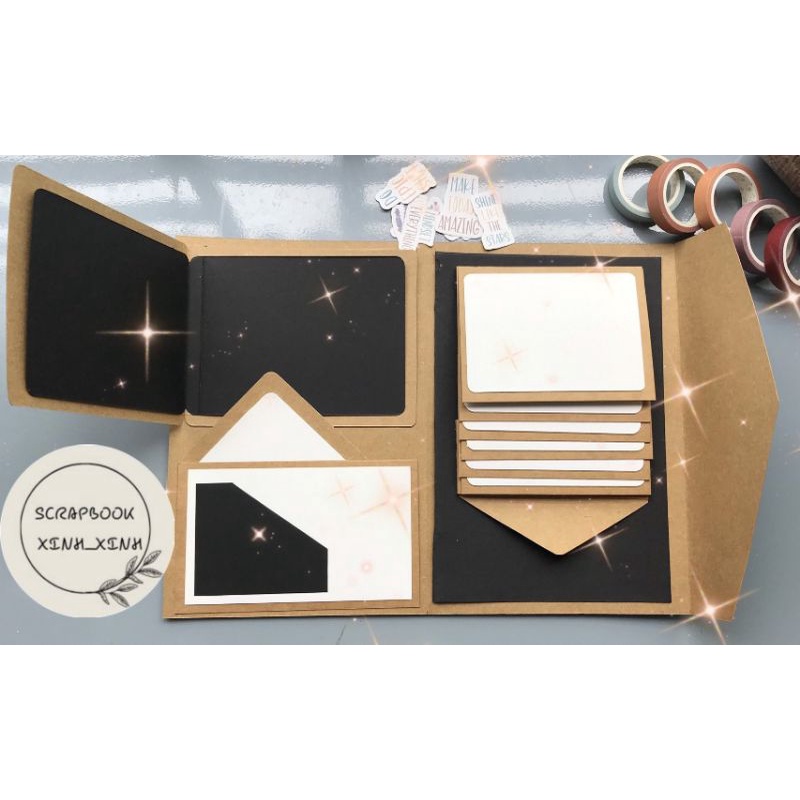 S01 Scrapbook mini, sổ dán ảnh đã có sẵn hiệu ứng, quà tặng sinh nhật đáng yêu