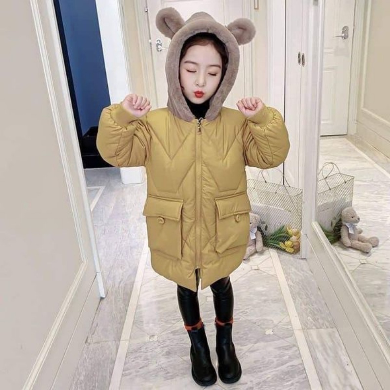 Áo khoác cho bé gái mùa đông hàng quảng châu lót lông mềm mịn dày dặn ấm áp JIMADO