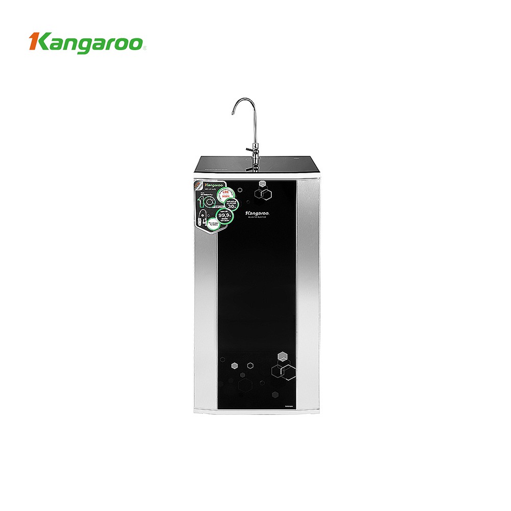 Máy lọc nước RO nước lợ Kangaroo model KG3500A vỏ tủ VTU Black hoa lục giác