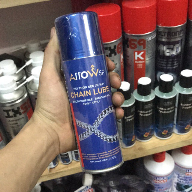 Xịt dưỡng sên Arrow Chain Lube 200ml - Tặng khăn lau xe 3M