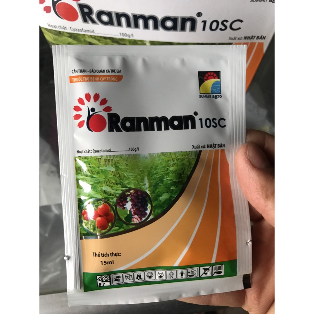 Thuốc trừ bệnh chuyên dùng cho nho, cà chua &amp; dưa chuột Ranman 10SC (15ml)
