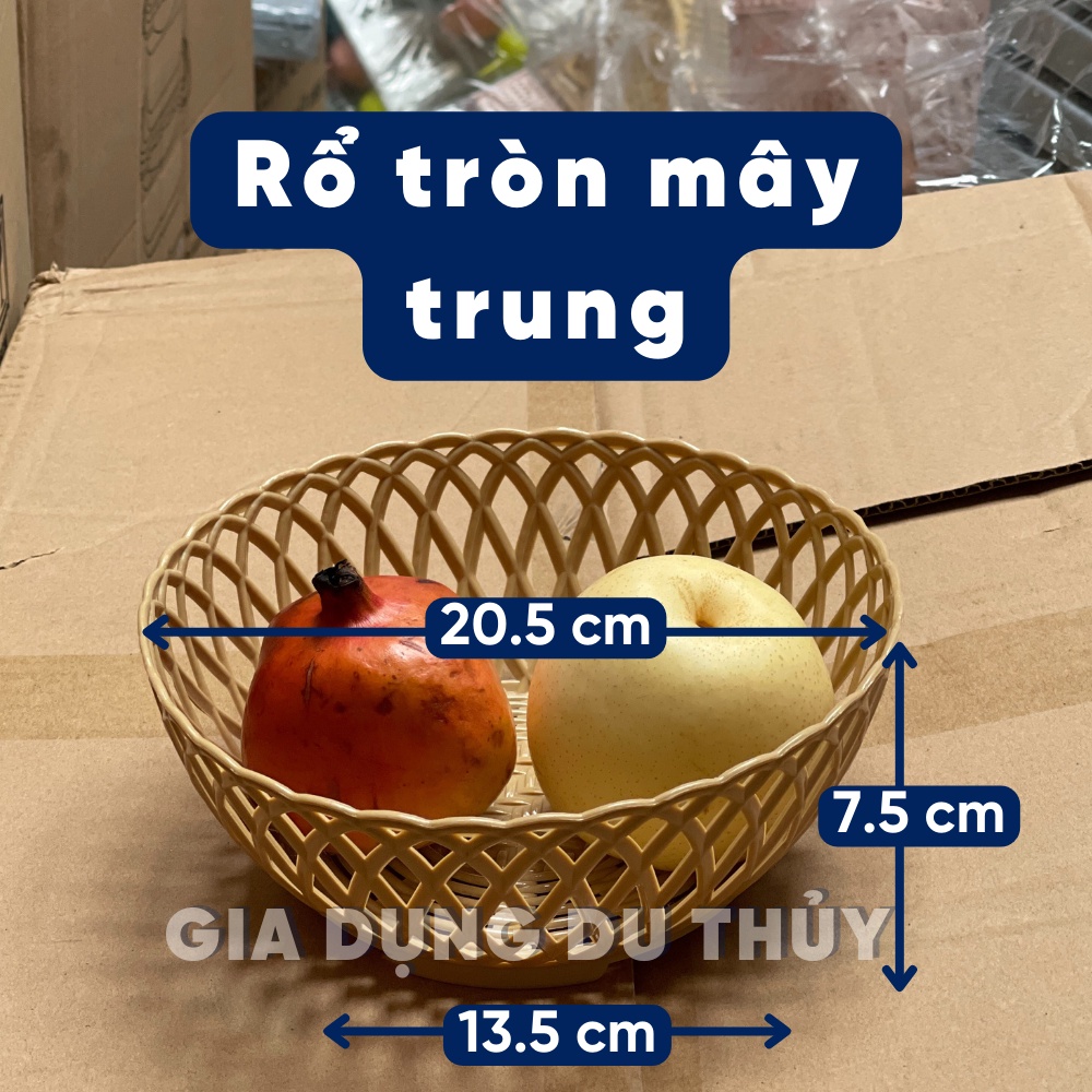 Rổ nhựa tròn giả mây đựng rau sống quán ăn màu vàng chất liệu nhựa PP 3 size rổ nhỏ, trung, lớn - RỔ TRÒN MÂY VIỆT NHẬT