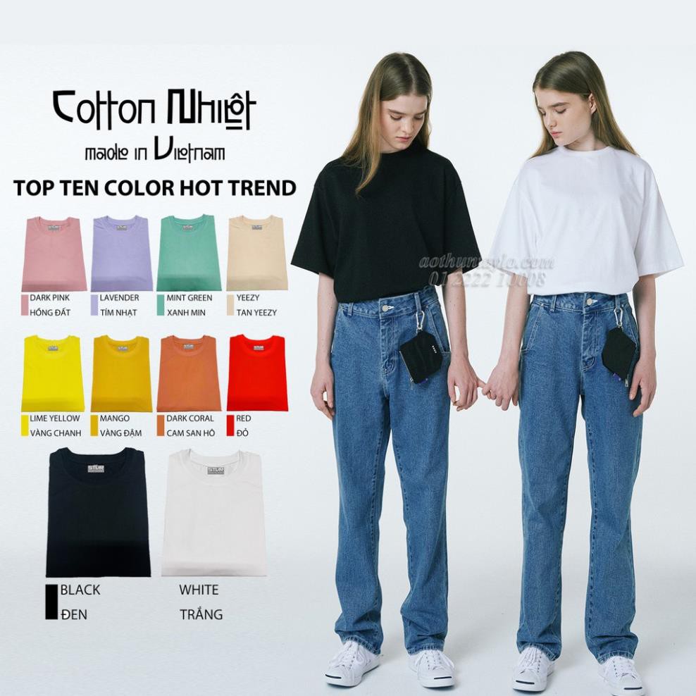 Chuyên Sỉ Áo Thun Tay Lỡ Màu Trơn Nam Nữ x Vải Cotton Pha (Made in Việt Nam) | Unisex Oversized-fit Tshirt STVR VN ་