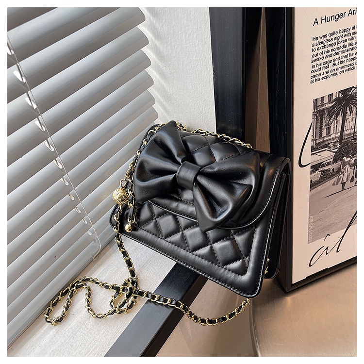 Túi Sách Nữ Thời Trang, túi sách nữ đeo chéo Quảng Châu đính nơ dây xích phối da phong cách hàn quốc Bagami