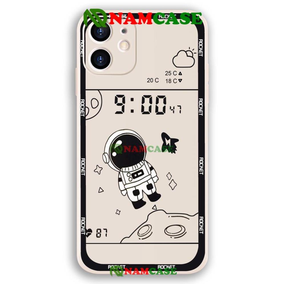 Ốp lưng iPhone Phi hành gia Cute cạnh viền vuông silicon mềm dẻo cho iphone 6/6s/7/8/X/XS/11/12/13 Pro Plus Max