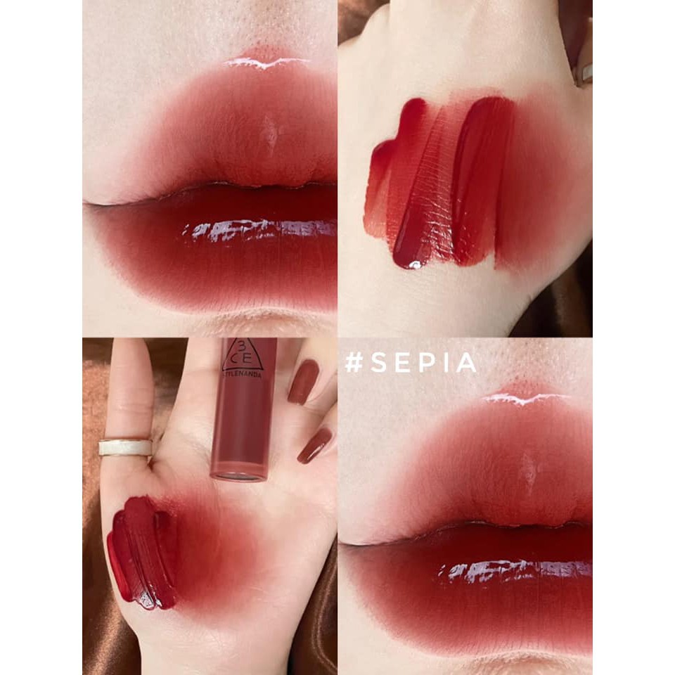 (CAM KẾT AUTH, TEM HIDDEN TAG) Son 3CE Blur Water Tint #Sepia - Màu Đỏ Gạch Đậm