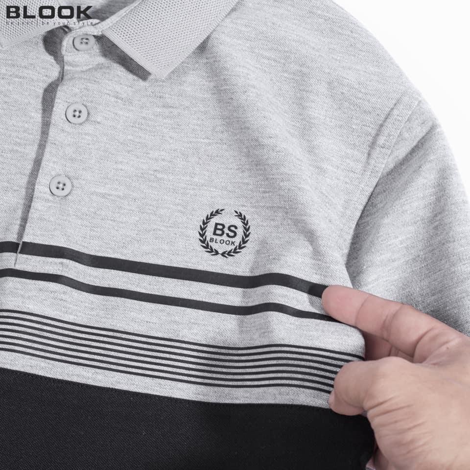 Áo polo nam  cổ bẻ vải thun cá sấu cotton co giãn tốt phối sọc 2 màu trẻ trung, xuất xịn mã 33395 BLOOK | BigBuy360 - bigbuy360.vn