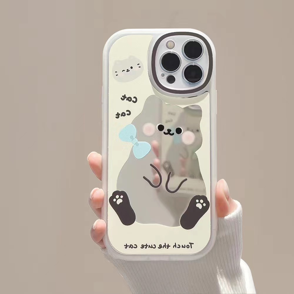 Ốp Điện Thoại TPU Silicone Mặt Gương Hình Mèo Cho Apple iPhone13 iPhone 13Pro max iPhone13 mini iPhone12 / 11 / XR / 8 / 7