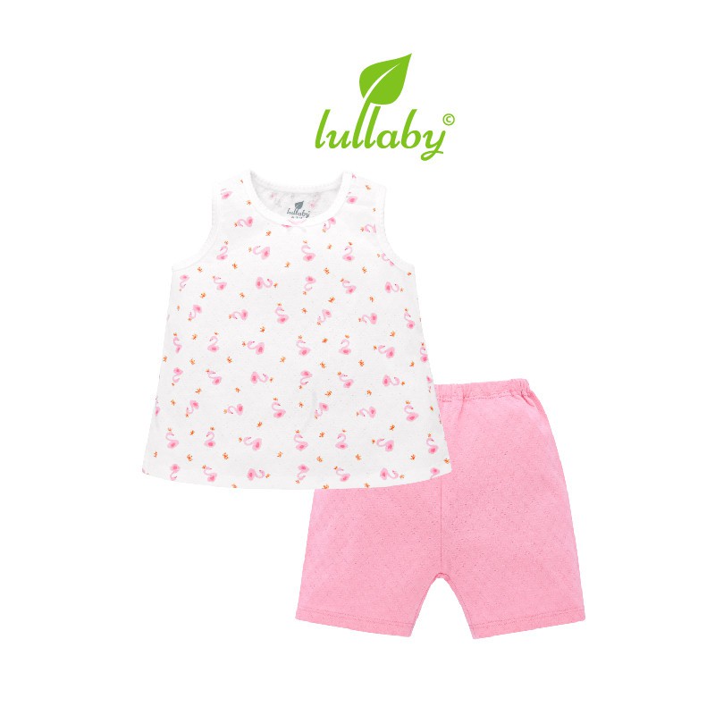 Bộ Quần áo trẻ em xuân hè sát nách cho bé gái mới nhất của lullaby baby nhật hoa [ NH82B - Size 3m-24m ]