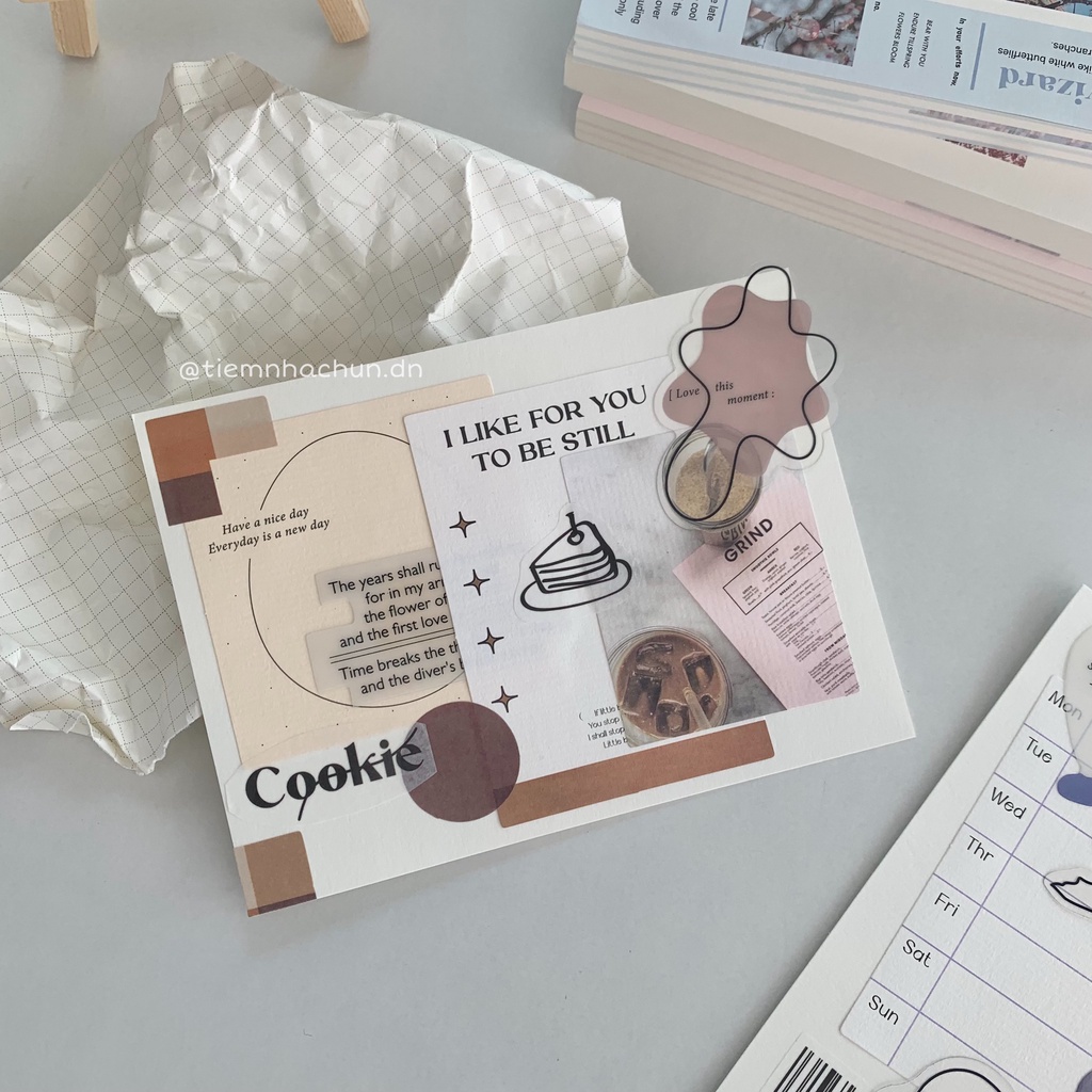 SET 15 STICKER &amp; GIẤY KRAFT AESTHETIC DECOR JOURNAL (ảnh thật) - Tiệm nhà Chun
