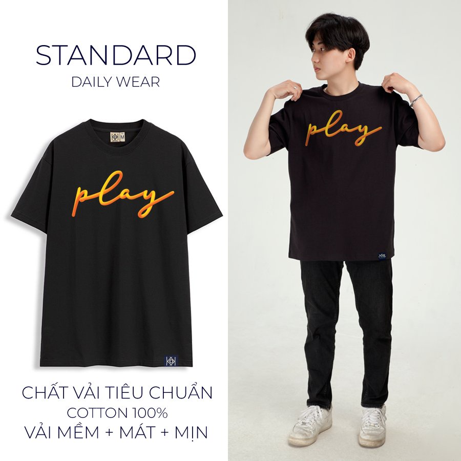 Áo thun nữ nam Phong Cách Hàn Quốc Chữ Play  phông Hàn Quốc local brand MVR BB3802