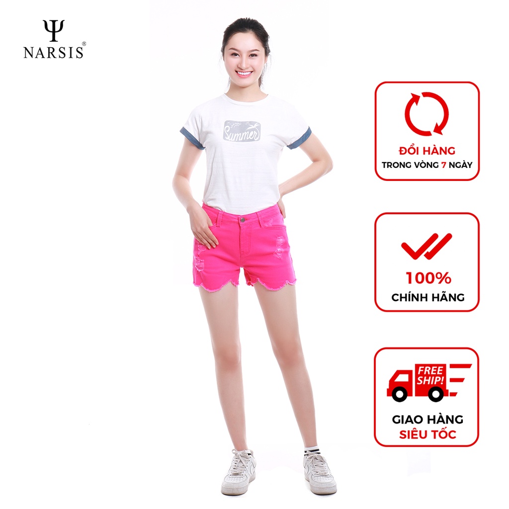 Quần Short nữ Narsis T7012 màu hồng cào rách trẻ trung năng động, chất liệu cao cấp cực mềm mại thông thoáng