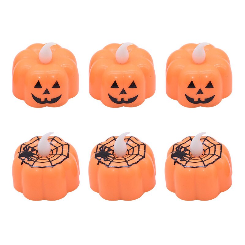 Set 1 / 6 Đèn Led Hình Nến Mạng Nhện / Bí Ngô Trang Trí Halloween