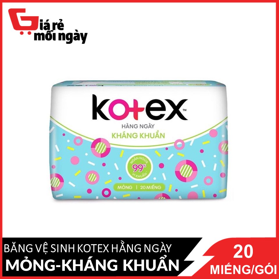 Băng vệ sinh Kotex Hàng ngày Kháng khuẩn Siêu bảo vệ 20s