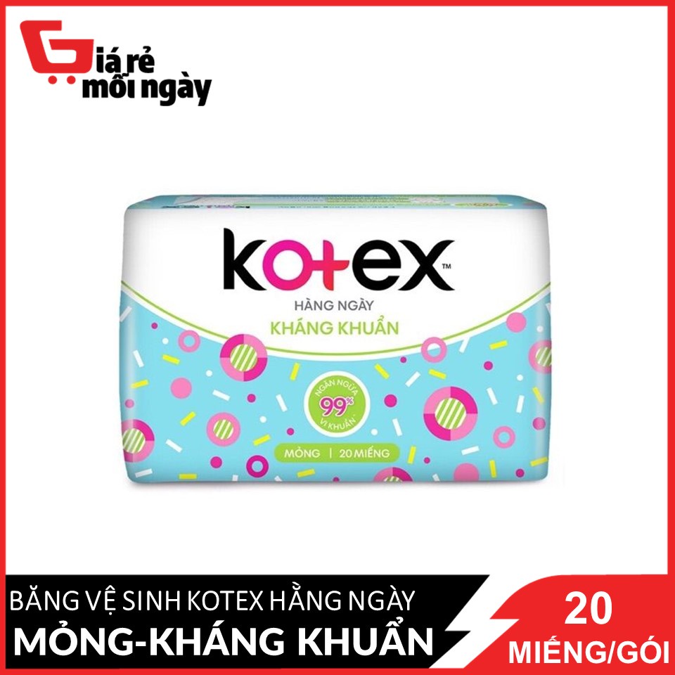 Băng vệ sinh Kotex Hàng ngày Kháng khuẩn Siêu bảo vệ 20s