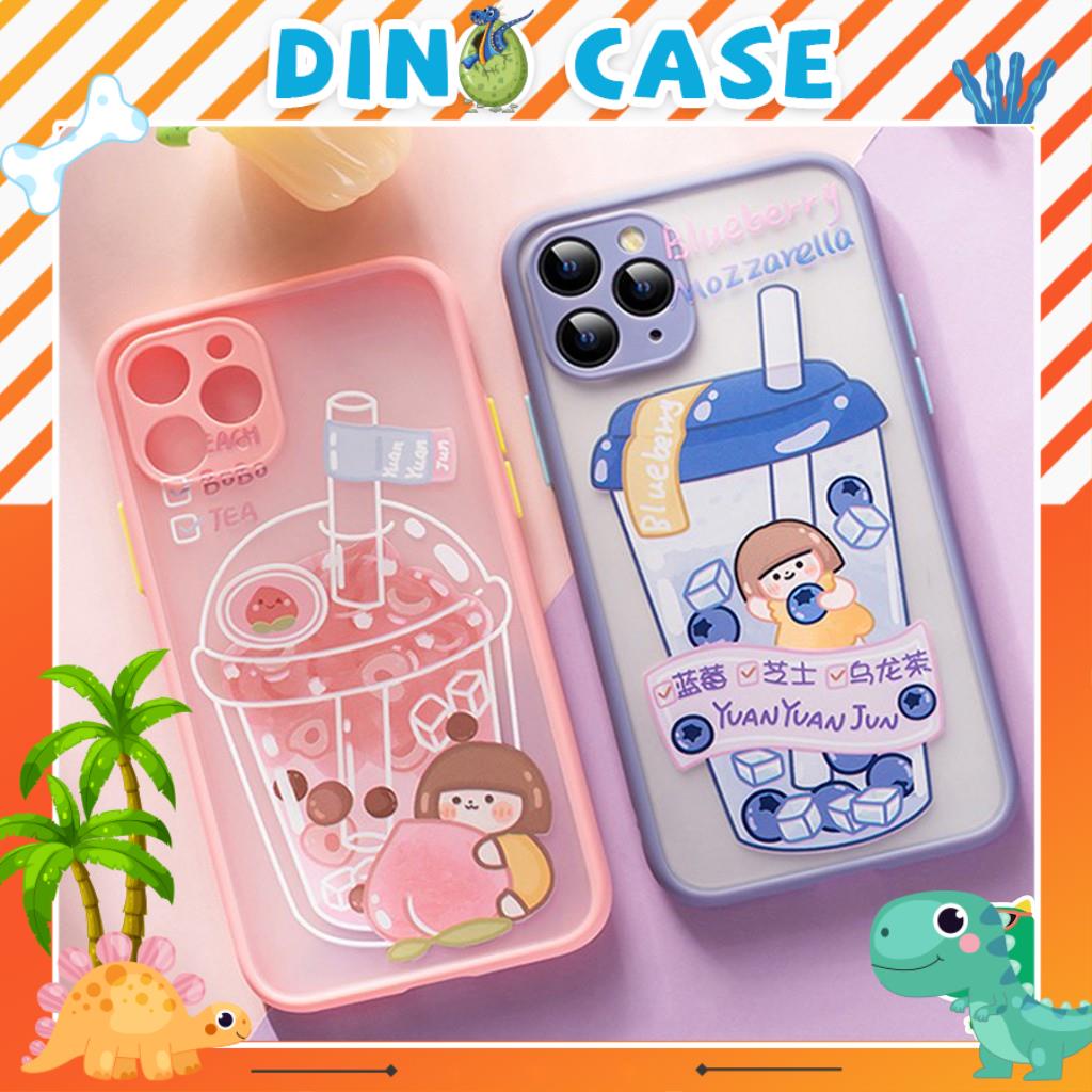 Ốp lưng iphone viền nhám Trà sữa  bảo vệ camera 6/6plus/7plus/8plus/x/xs/xs max/11/11promax DT05- Dino case