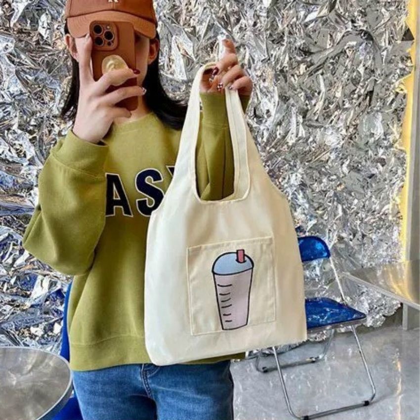 Túi tote vải canvas đi học đi làm phong cách Hàn Quốc