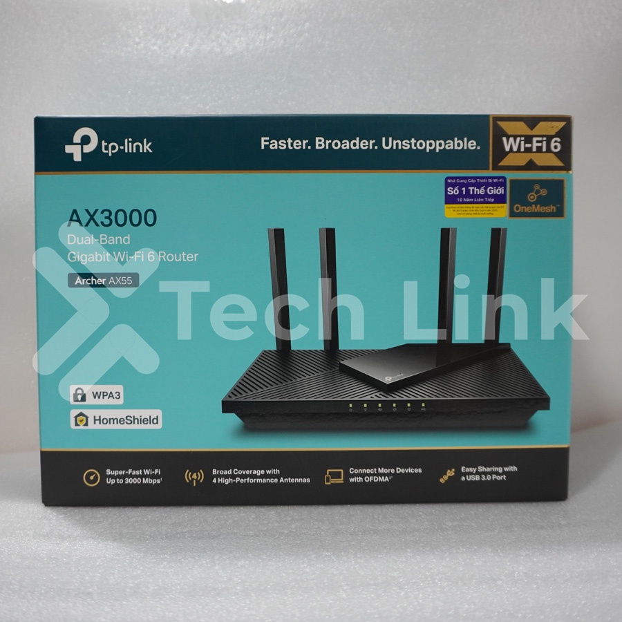 [Hỏa tốc] Bộ Phát Router Wifi TP-Link Archer AX55 Wi-Fi 6 Băng Tần Kép AX3000