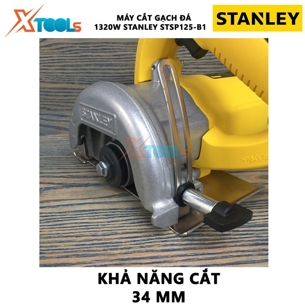 Máy cắt gạch STANLEY STSP125-B1 máy cắt đá cầm tay Công suất 1320W, Kích thước lưỡi cắt 125mm, Tốc độ không tải 13000/ph