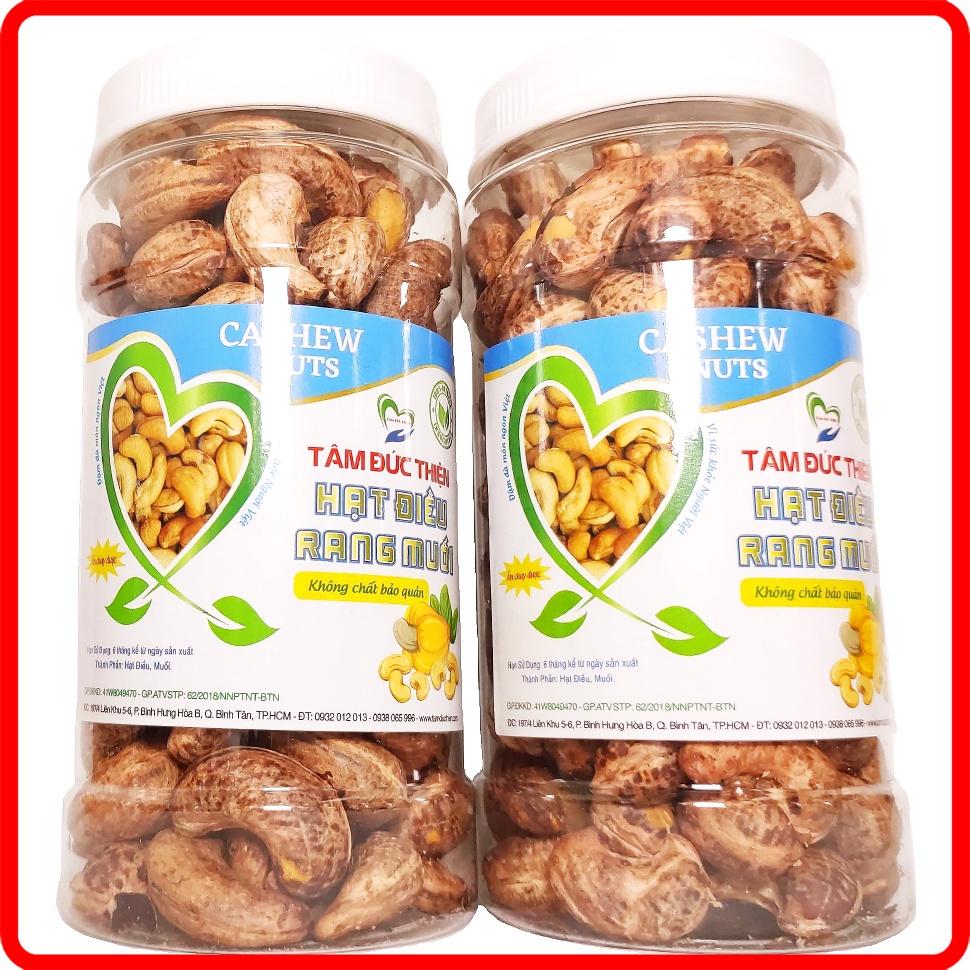 Combo Hạt Điều Vỏ Lụa Rang Muối Bình Phước Rang Củi Cao Cấp Tiêu Chuẩn A+ Xuất Khẩu Tâm Đức Thiện (2 x Hộp 250GR)