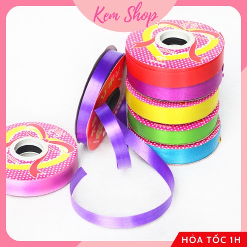 Dây ruy băng trơn màu 1.2cm dùng gói quà tặng, buộc bóng trang trí sinh nhật - Kem Shop K309