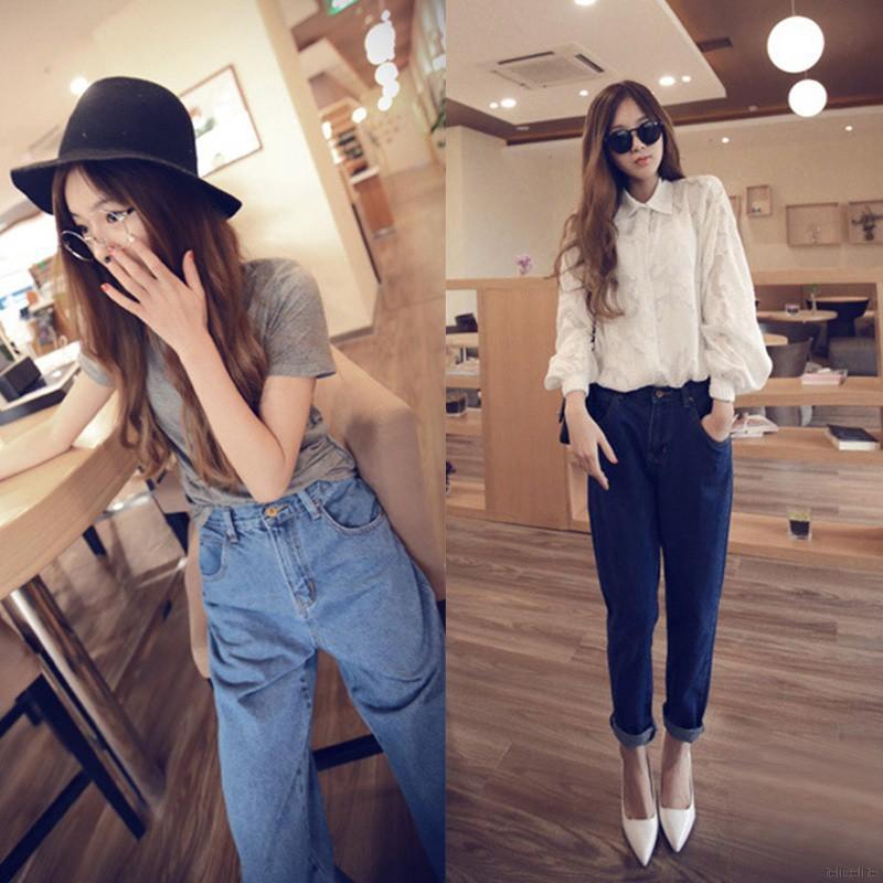 Quần denim cạp cao cho nữ có size lớn