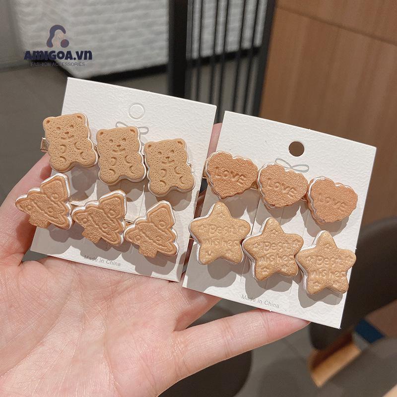 Kẹp Tóc Họa Tiết Vịt Bánh Quy Hoạt Hình Sáng Tạo