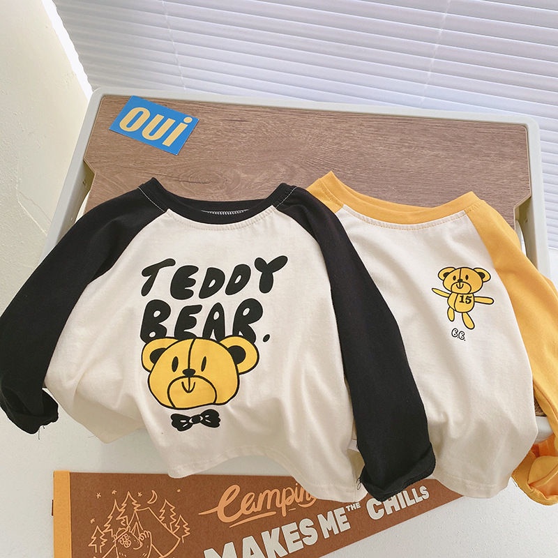 Áo Thun Tay Dài 100% Cotton In Họa Tiết Hoạt Hình Thời Trang Mùa Thu Cho Bé Trai Và Gái