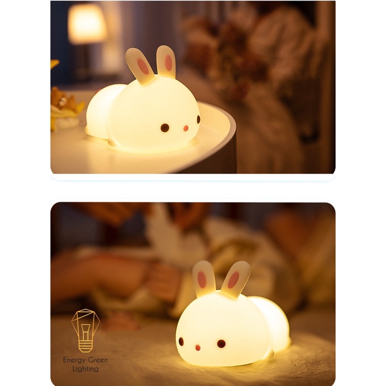 Đèn Ngủ Energy Green Lighting Hình Chú Thỏ Xinh Xắn Dễ Thương WH-A13 - Thay Đổi Màu Sắc Tùy Thích - Silicon Mềm Mại