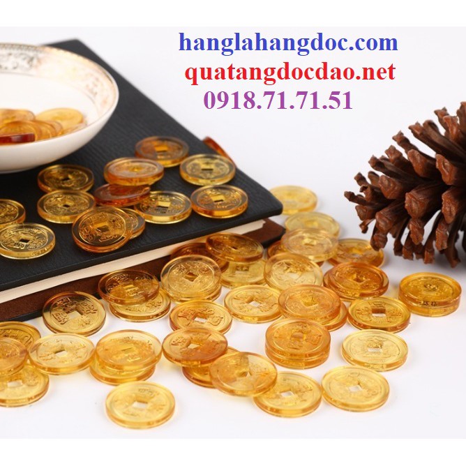 Đồng xu pha lê phong thủy thu hút tài lộc & may mắn