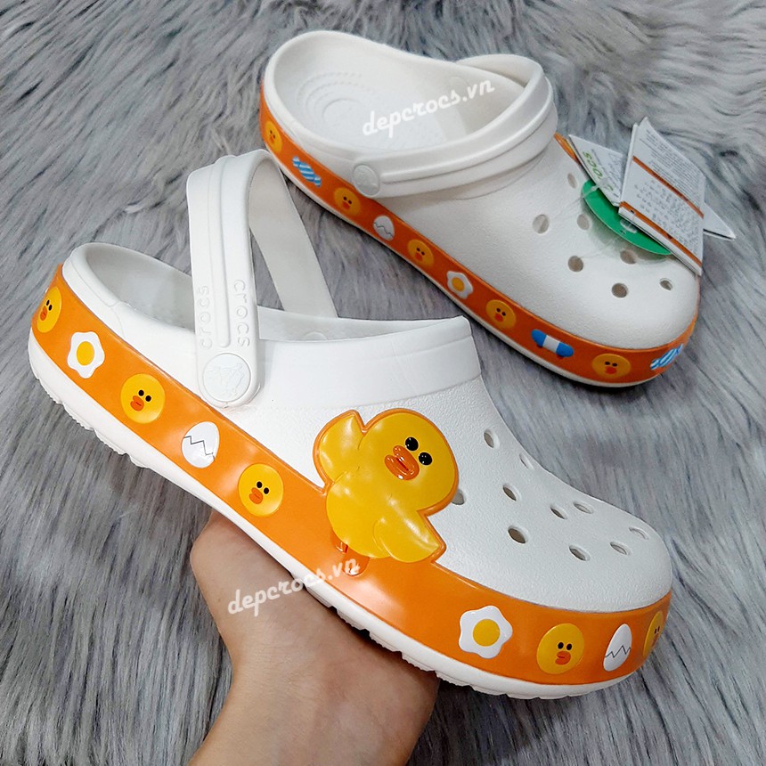 (Bảo hành + Tặng jibbitz) Dép sục cross band linefriend unisex,dép cross thỏ gấu vịt-cross house