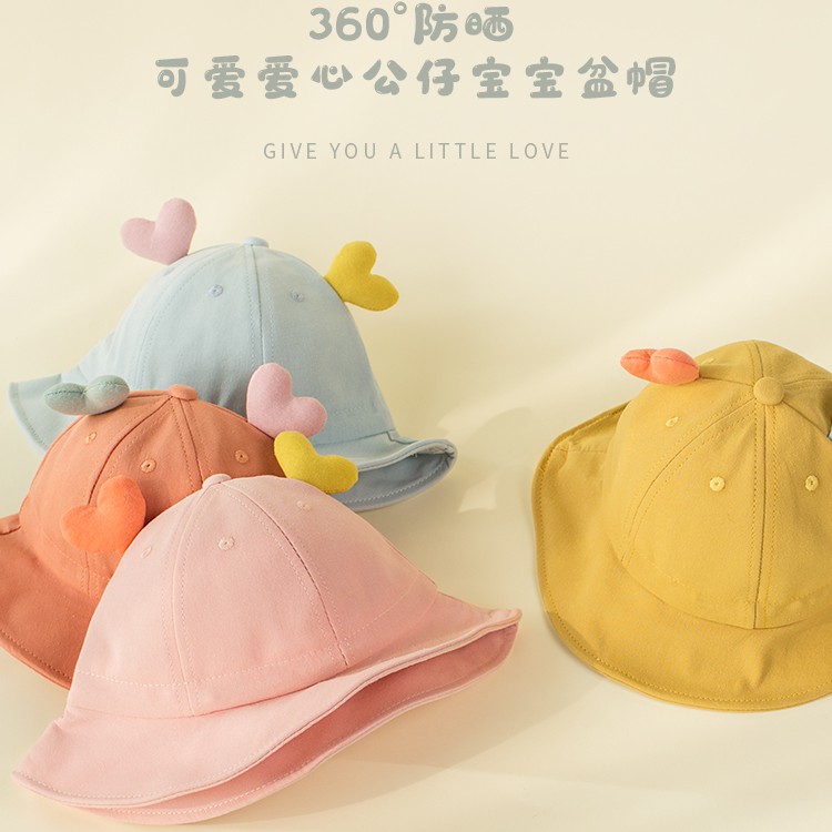 Baby Hat Fisherman Hat Thin Korean Style Love Children's Basin Hat Caps