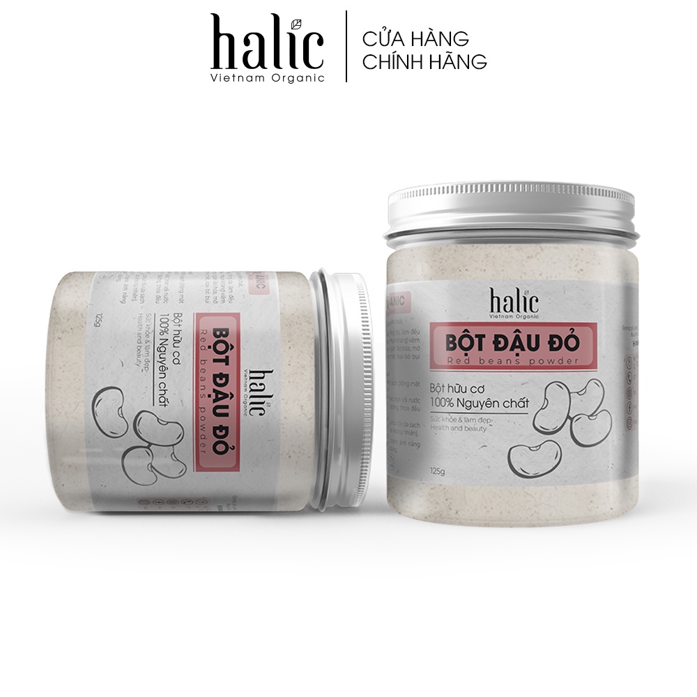 Bột Đậu Đỏ tắm trắng nguyên chất Halic Organic 125G dưỡng trắng da, tẩy tế bào chết, mờ thâm nám hiệu quả