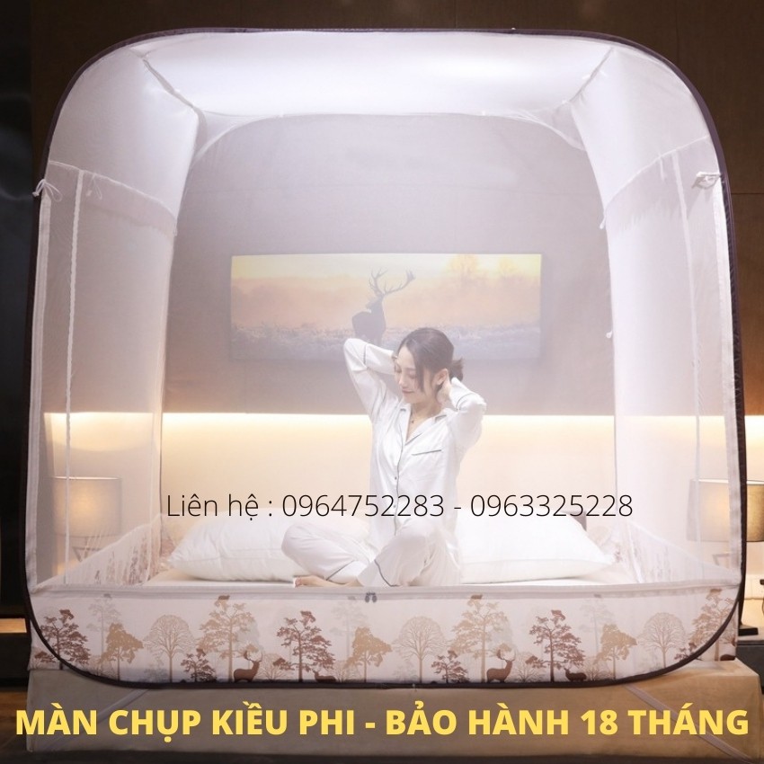 Màn, Mùng chụp người lớn tự bung đỉnh vuông Kiều Phi có viền chân chống muỗi tuyệt đối