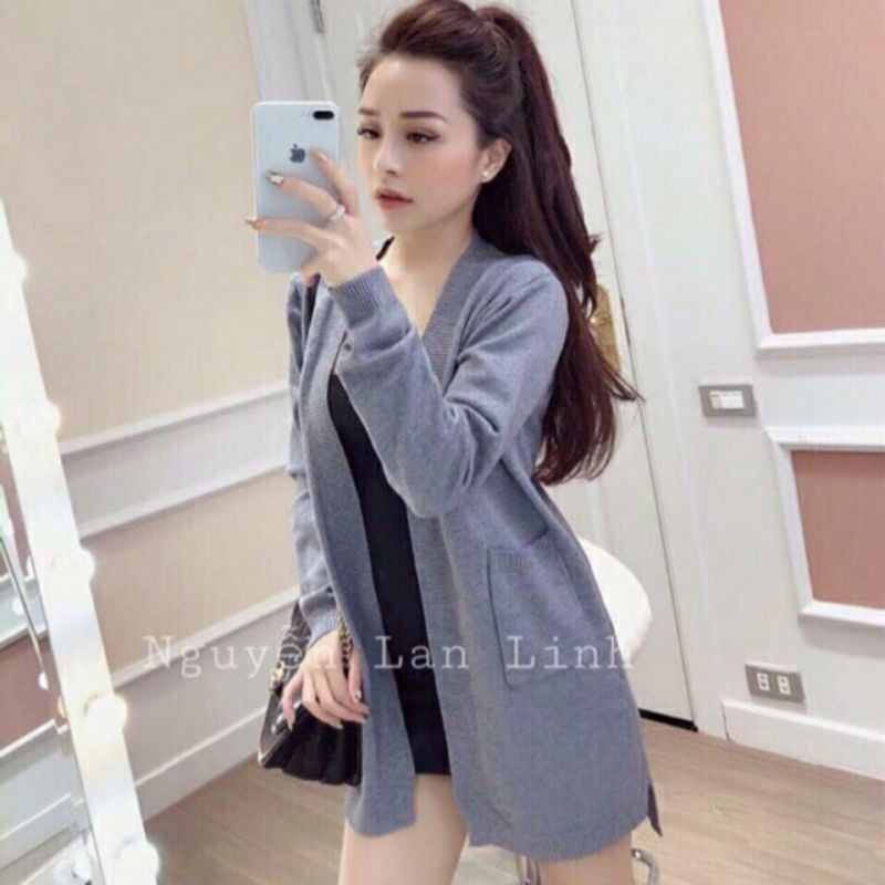 Áo Khoác Len Nữ Form Dài, Có 2 Túi. Hàng Nhập