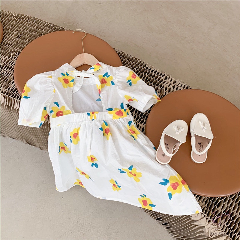 Đầm Công Chúa Hở Lưng Họa Tiết Hoa Dễ Thương Thời Trang Mùa Hè Cho Bé Gái