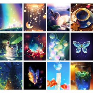 Bộ tranh tô màu số hóa DIY nghệ thuật handmade canvas bộ sưu tập ánh sáng 40x50cm dành cho làm quà tặng