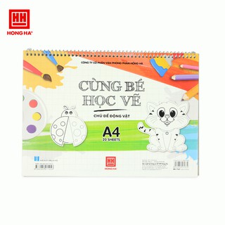 Vở vẽ lò xo "Cùng bé học vẽ - Chủ đề động vật" 20 tờ A4 - Hồng Hà (7167)