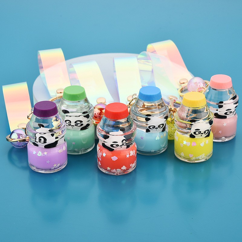 Móc khóa cute độc đáo hình bình nước thú cưng gấu trúc đẹp phong cách độc lạ bền đẹp.