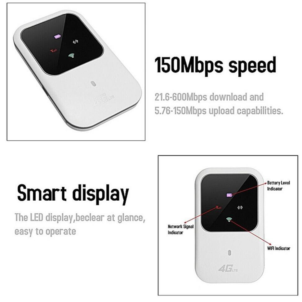 Cục phát wifi 4G tốc độ cao -Phát wifi từ sim 3G 4G siêu tốc cực nhanh- Màn hình LED hiển thị thông minh và Pin cực trâu | BigBuy360 - bigbuy360.vn