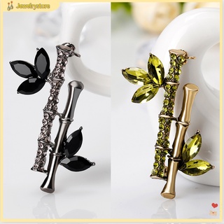 (jewelrystore) Cài áo hình cây tre đính đá thời trang
