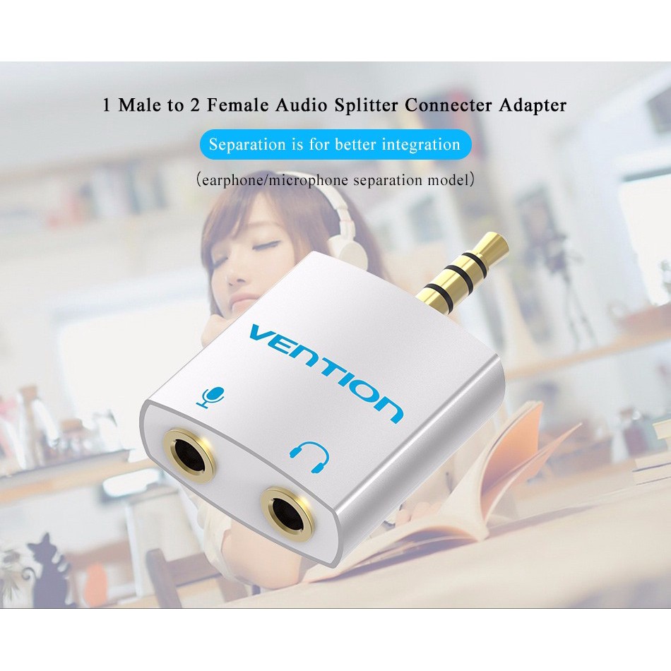 Vention 3.5mm Audio Splitter Connector 1 Male to 2 Female Adapter