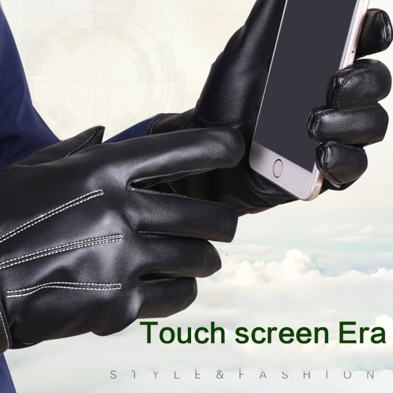 Găng Tay Da Hở Ngón Giữ Ấm Mùa Đông Có Thể Chạm Màn Hình Cảm Ứng