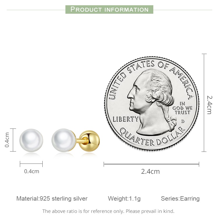 Khuyên tai BAMOER bạc 925 đính ngọc trai thời trang