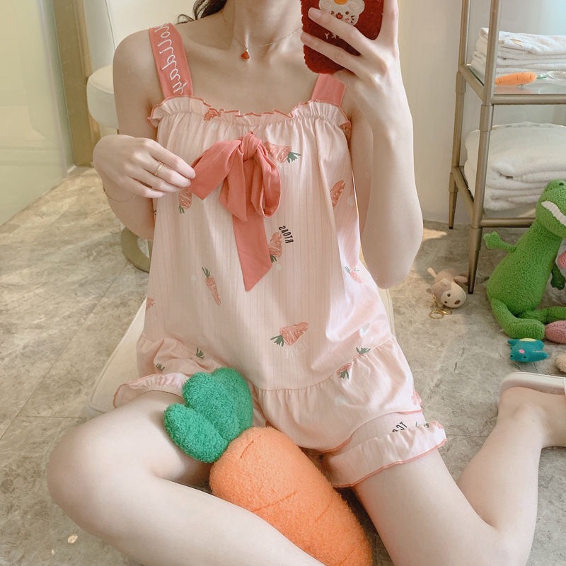 Bộ đồ bầu mặc nhà chất thun sữa họa tiết dễ thương- bộ ngủ 2 dây siêu xinh BC11